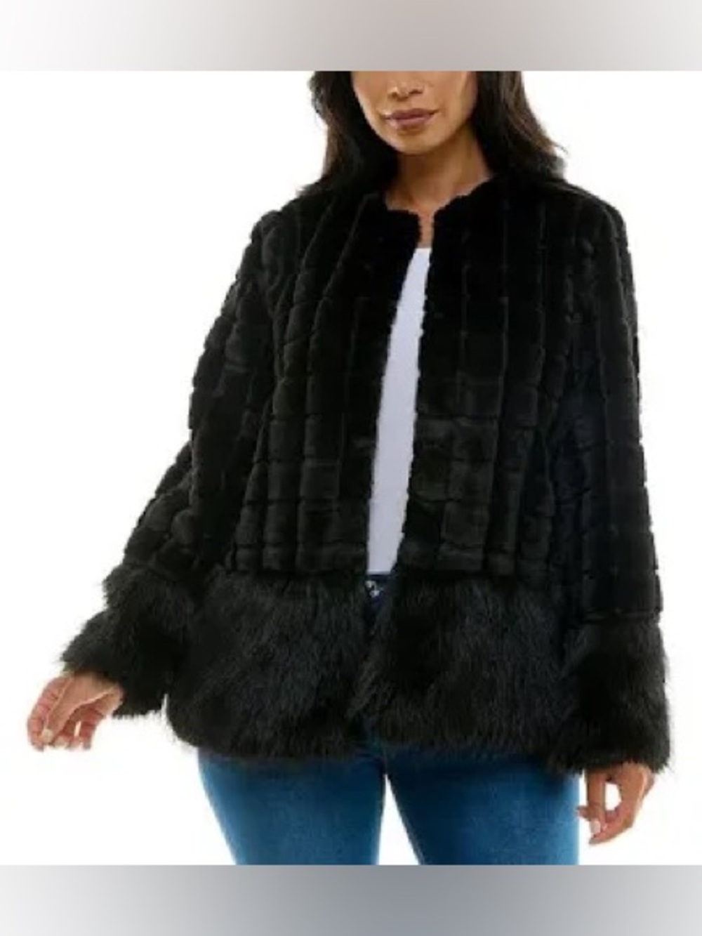 Nina Leonard Faux Fur Bolero Jacket Size Large